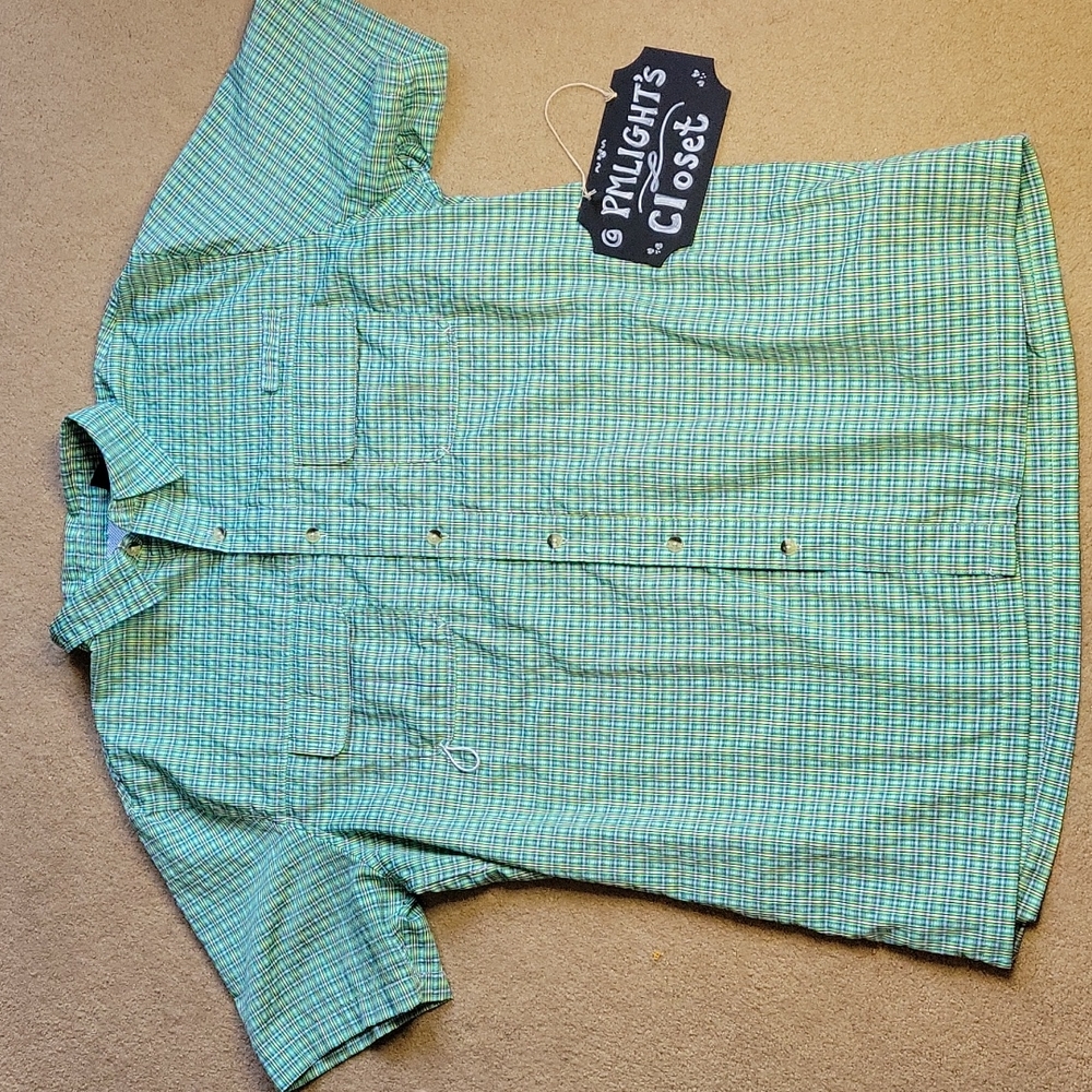 Big Sky Outfitters XL Short Sleeve Plaid Shirt Vented